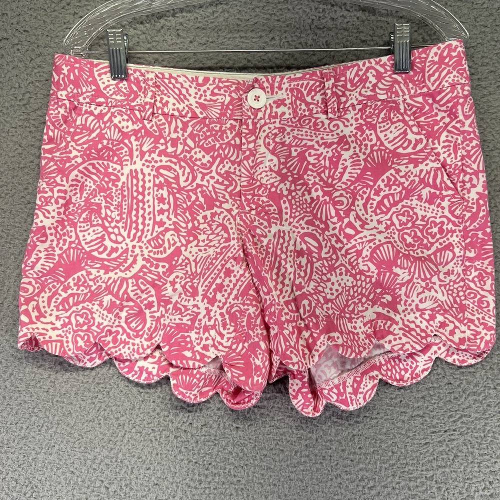 Lilly Pulitzer Pink and White Scallop Hem Printed Shorts